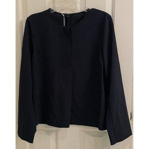 COS Collection of Style Tunic Top Long Sleeve Button Blouse Black Size 10 NWT